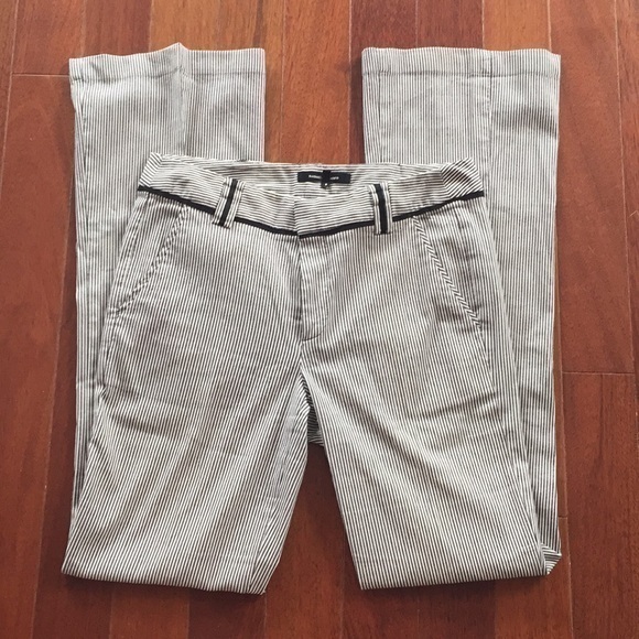 Nanette Lenore pants grey & white striped pants with ribboned detail in size 2 - Picture 1 of 6